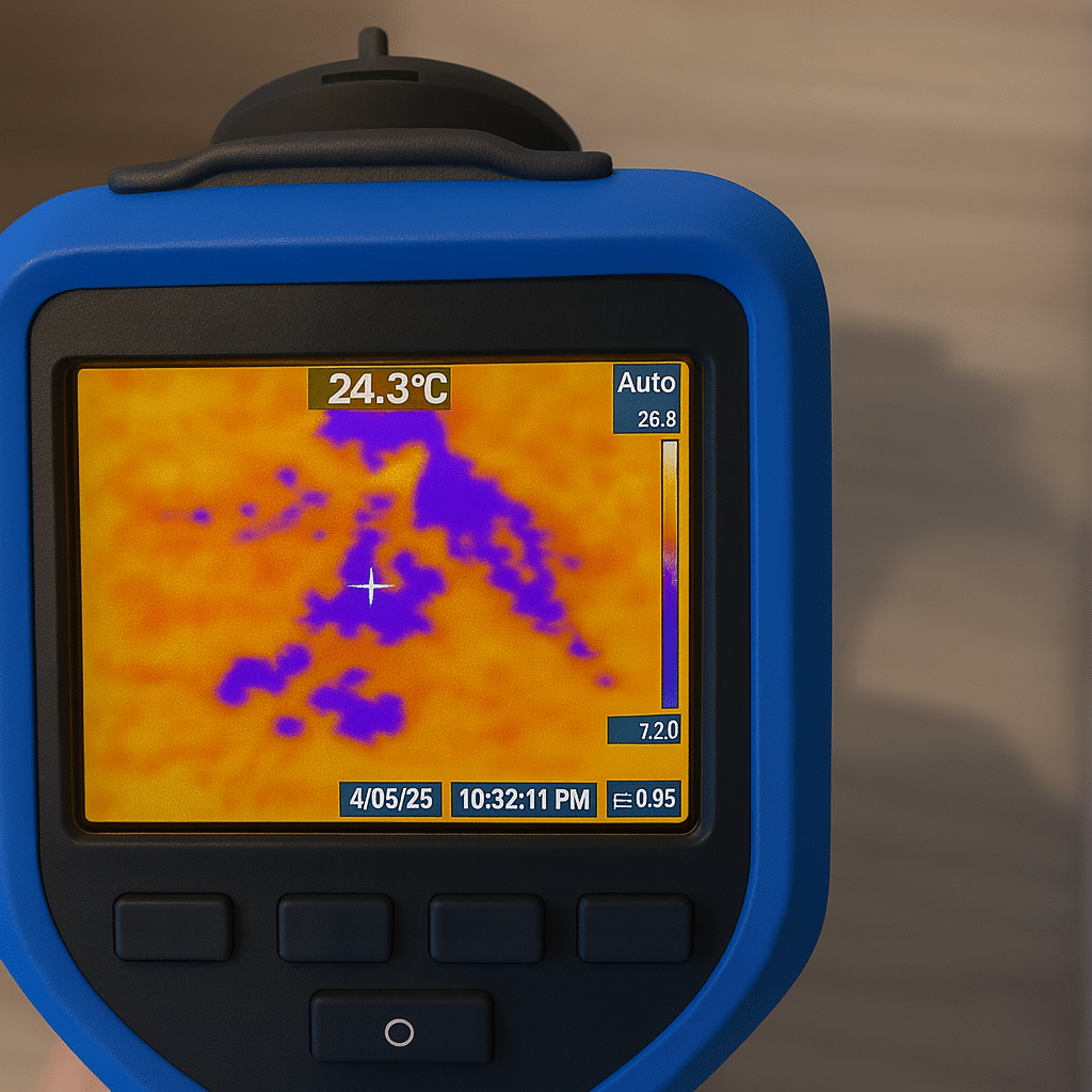 Water Leak Detection Peterborough. Peterborough leak detection engineer using thermal imaging equipment