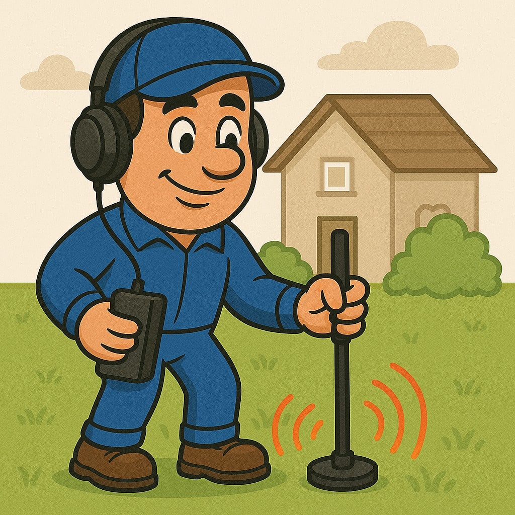 Leak Detection Caddington Bedfordshire engineer using tracer gas equipment for non-invasive pipe testing