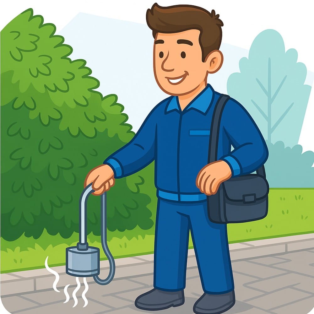 Leak detection specialist using professional equipment to locate water leaks in residential property